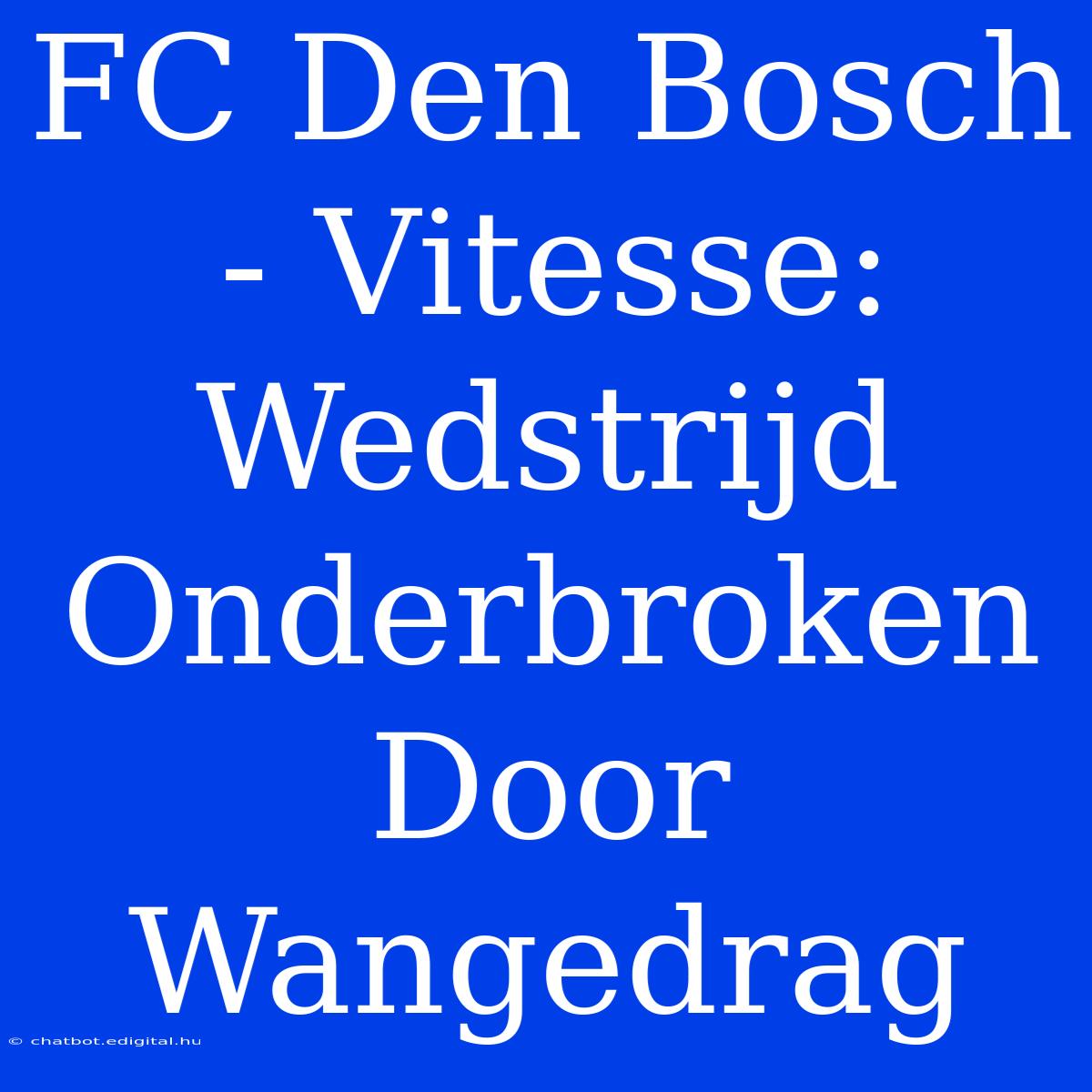 FC Den Bosch - Vitesse:  Wedstrijd Onderbroken Door Wangedrag 