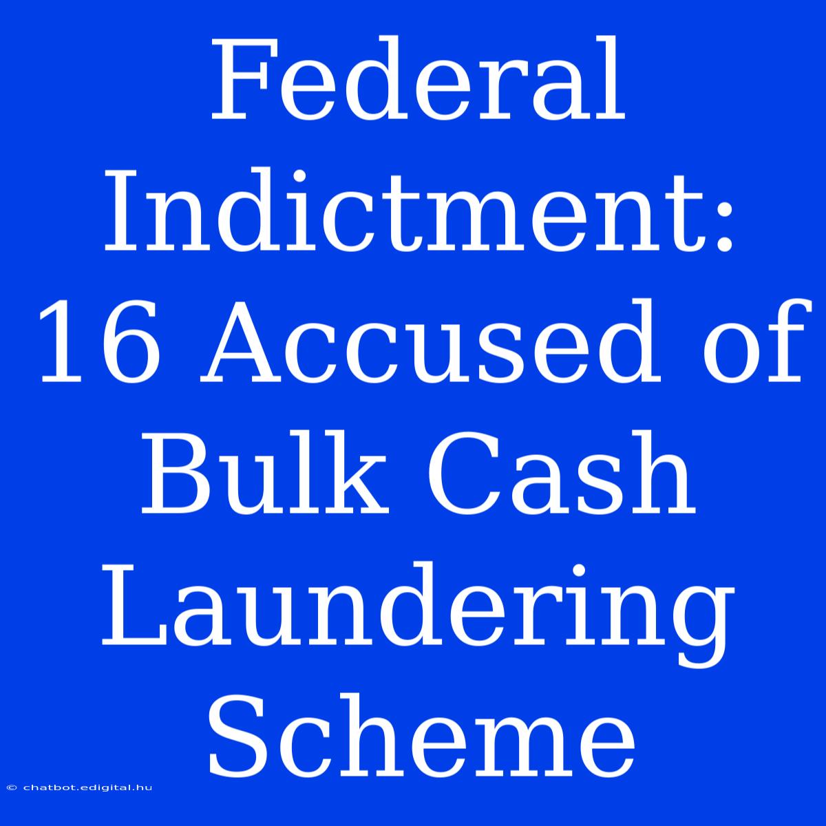 Federal Indictment: 16 Accused Of Bulk Cash Laundering Scheme