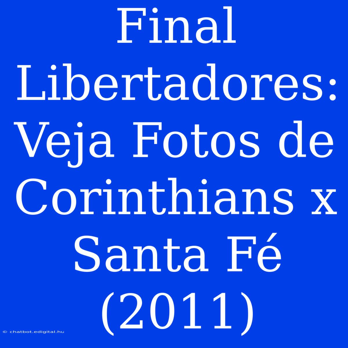 Final Libertadores: Veja Fotos De Corinthians X Santa Fé (2011) 