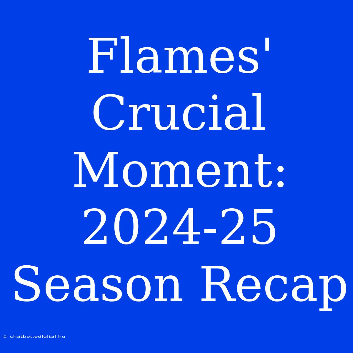 Flames' Crucial Moment: 2024-25 Season Recap