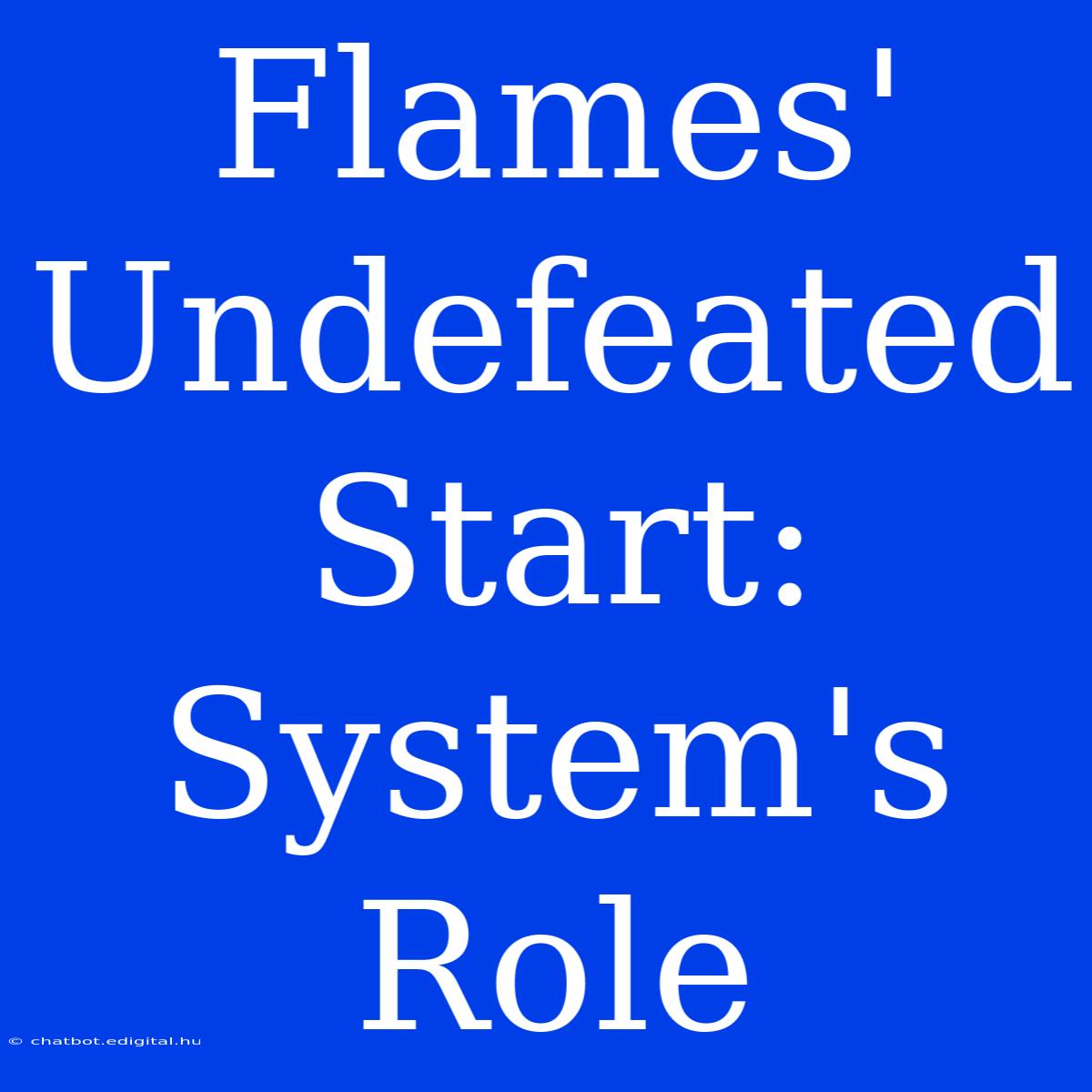 Flames' Undefeated Start: System's Role