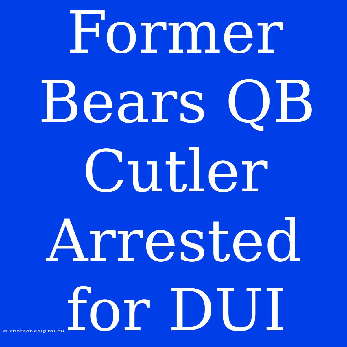 Former Bears QB Cutler Arrested For DUI