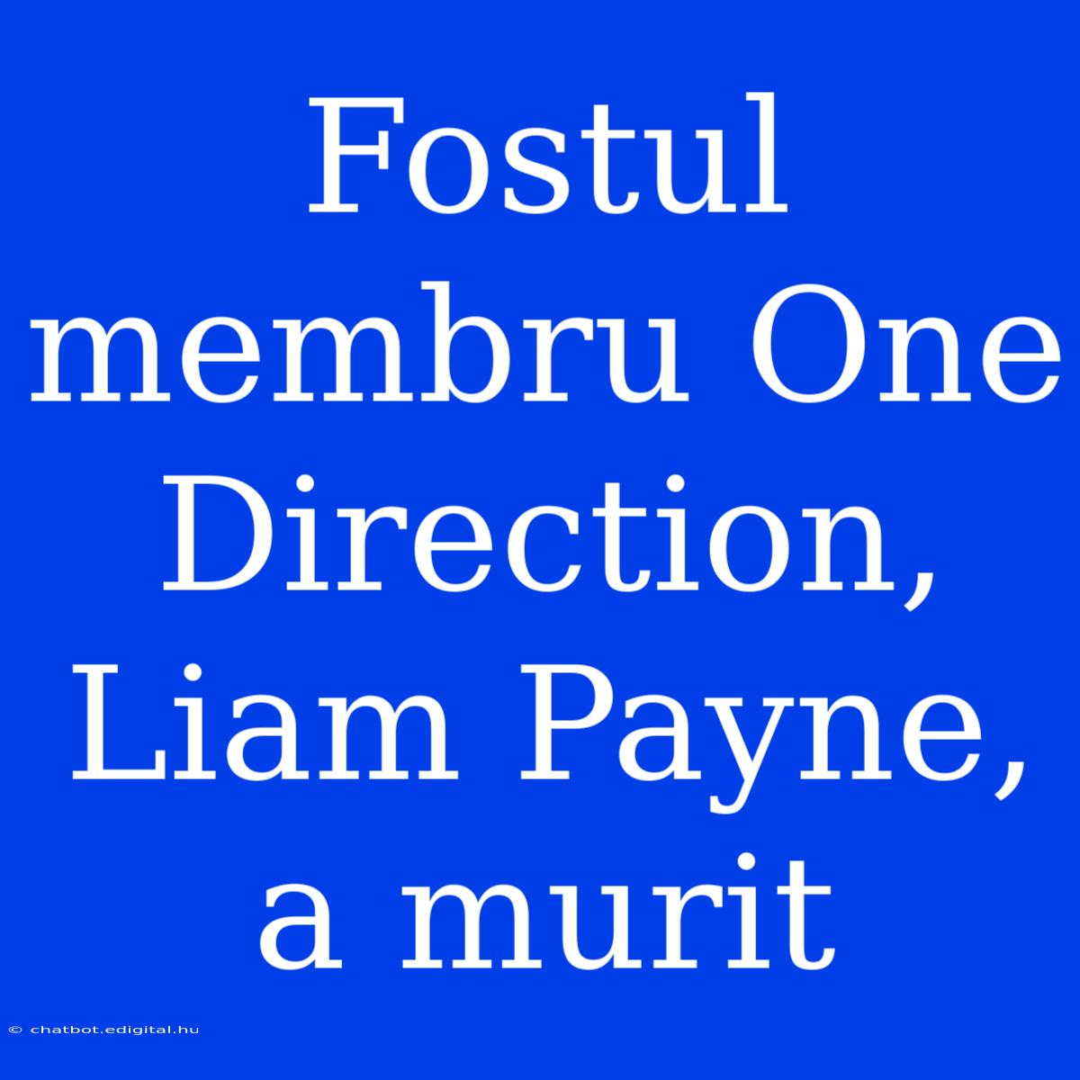 Fostul Membru One Direction, Liam Payne, A Murit