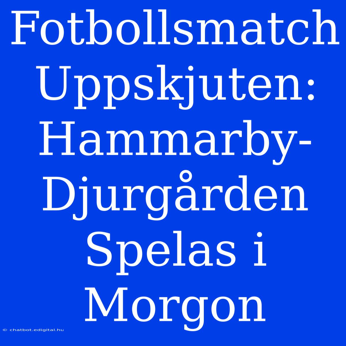 Fotbollsmatch Uppskjuten: Hammarby-Djurgården Spelas I Morgon