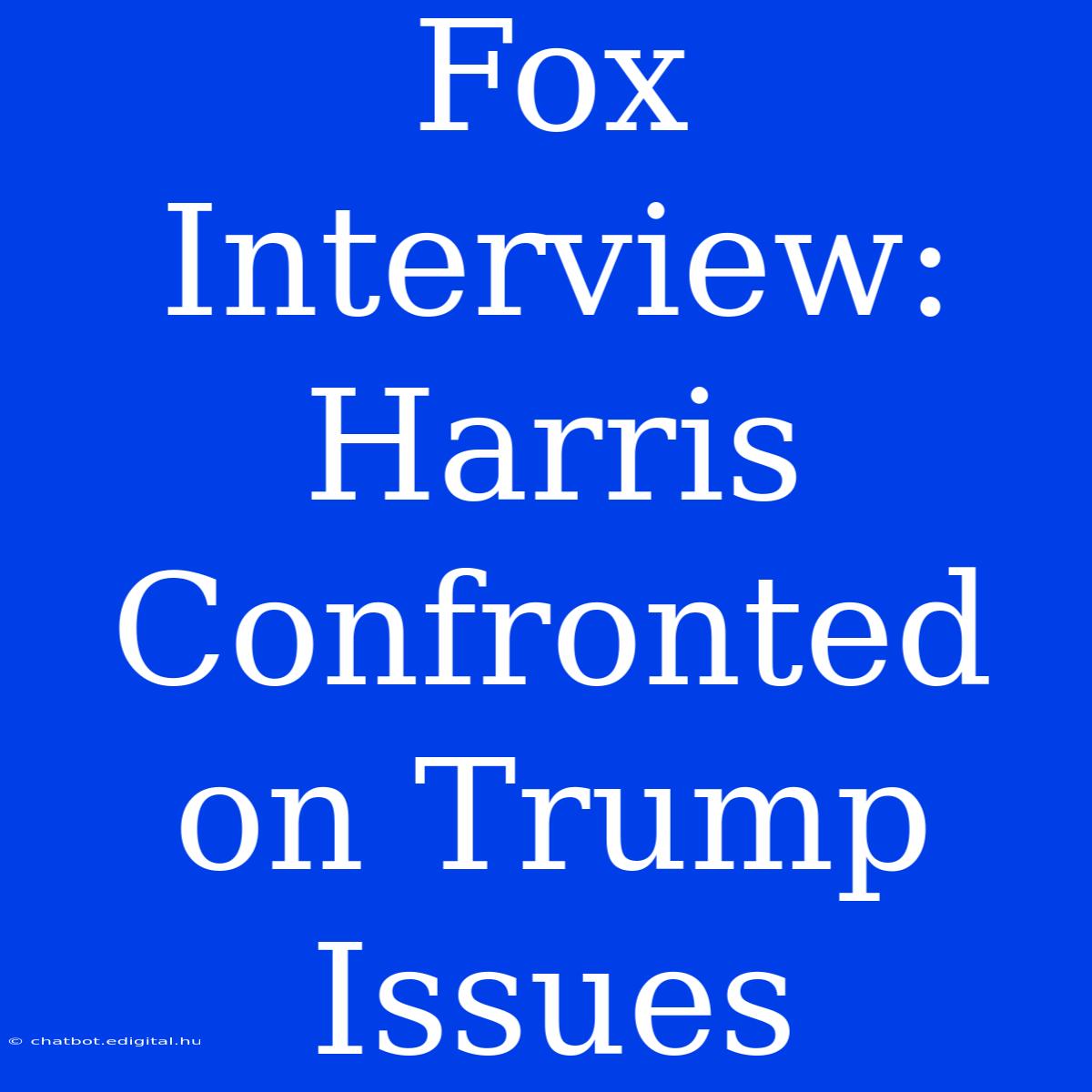 Fox Interview: Harris Confronted On Trump Issues