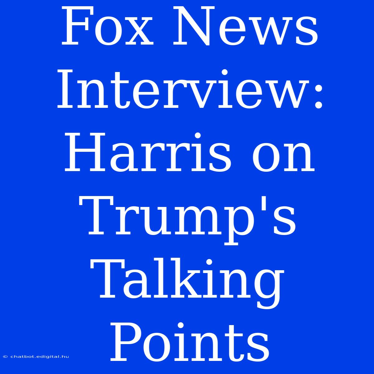 Fox News Interview: Harris On Trump's Talking Points