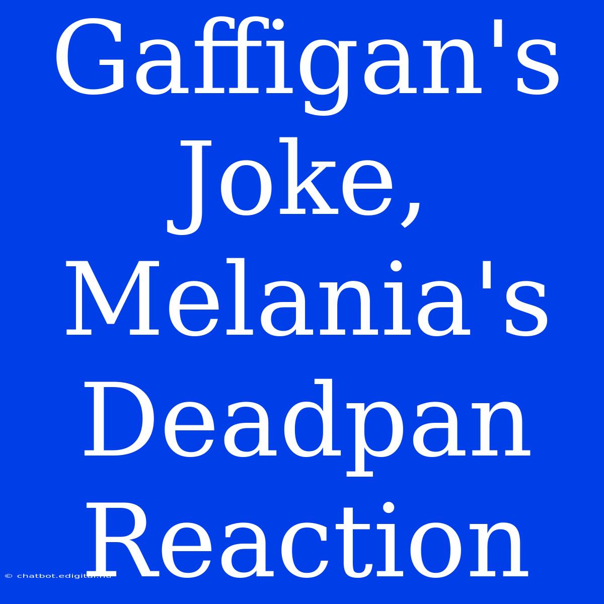 Gaffigan's Joke, Melania's Deadpan Reaction