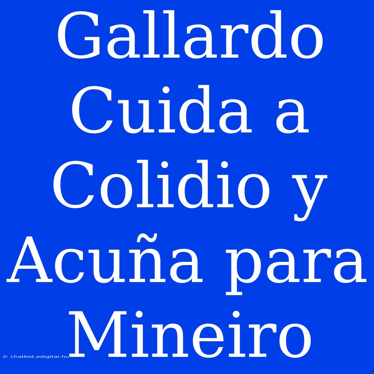 Gallardo Cuida A Colidio Y Acuña Para Mineiro