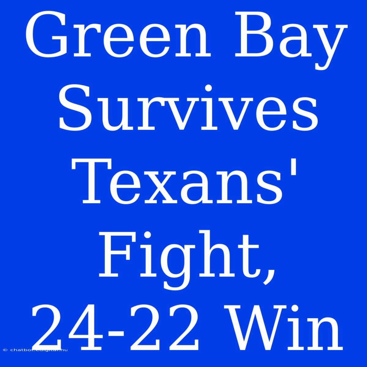 Green Bay Survives Texans' Fight, 24-22 Win