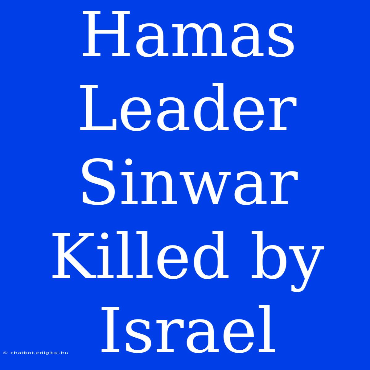 Hamas Leader Sinwar Killed By Israel