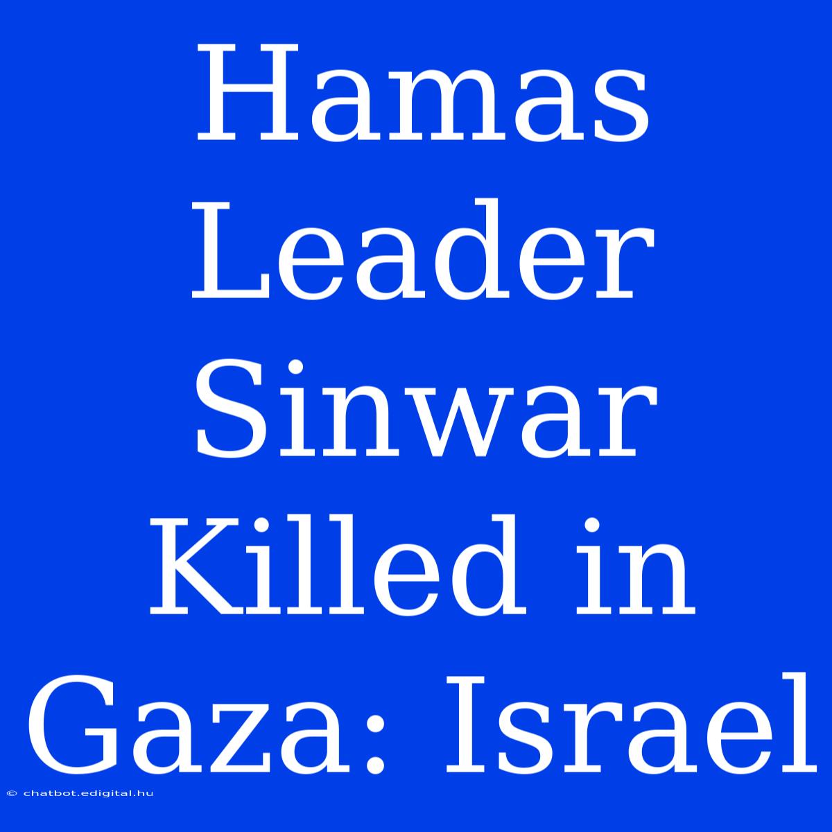 Hamas Leader Sinwar Killed In Gaza: Israel