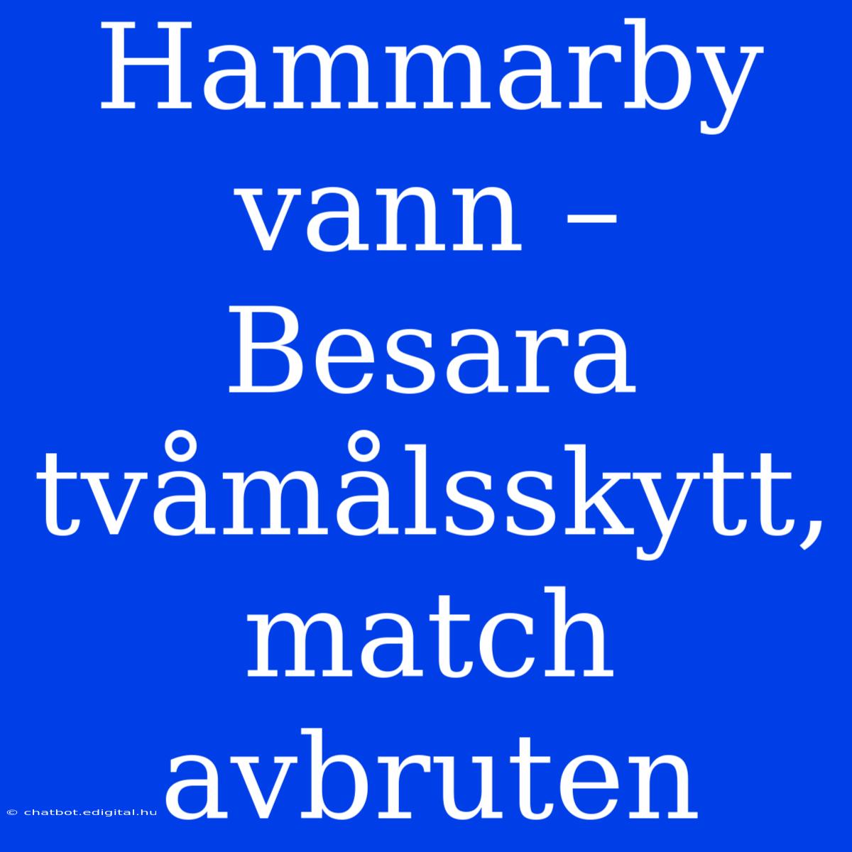 Hammarby Vann – Besara Tvåmålsskytt, Match Avbruten