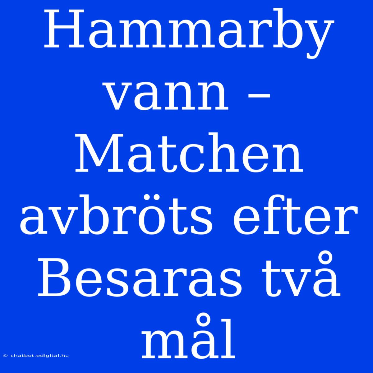 Hammarby Vann – Matchen Avbröts Efter Besaras Två Mål