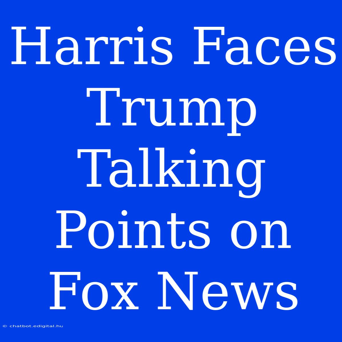 Harris Faces Trump Talking Points On Fox News