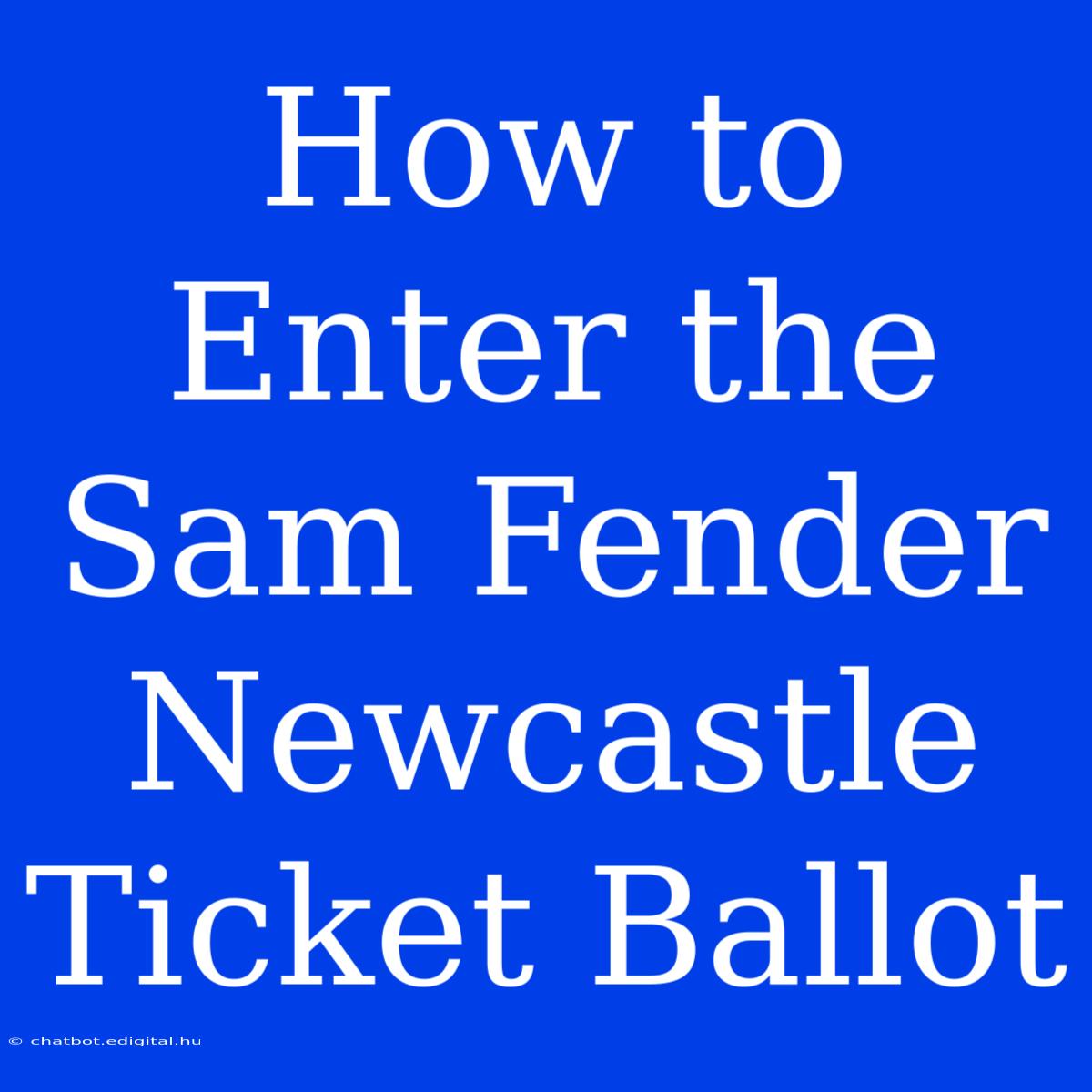 How To Enter The Sam Fender Newcastle Ticket Ballot