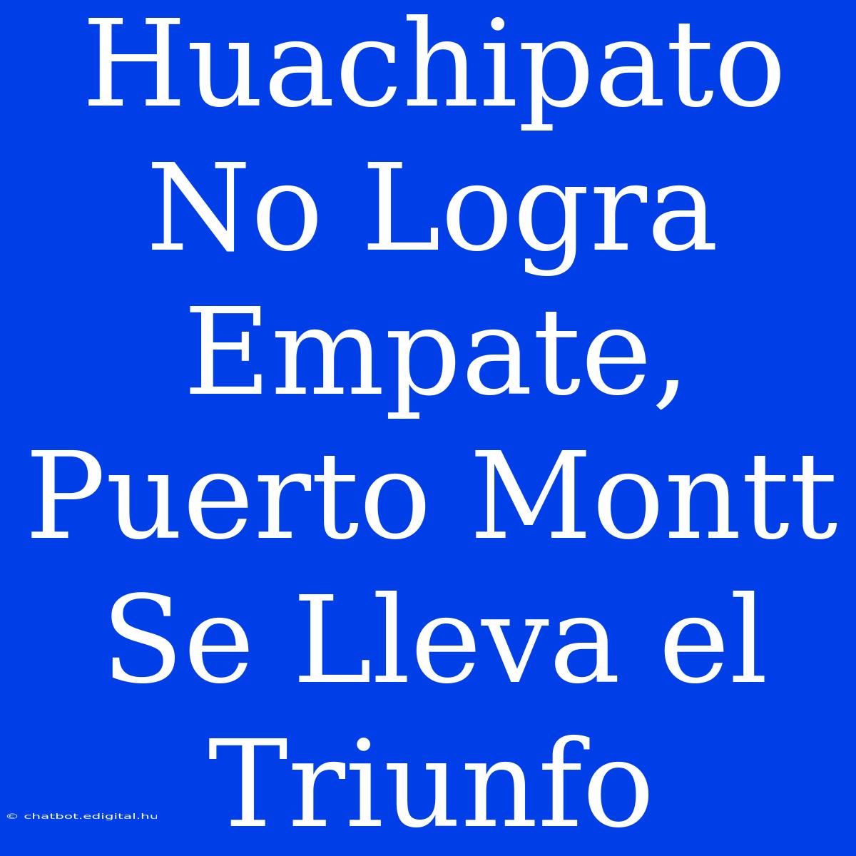 Huachipato No Logra Empate, Puerto Montt Se Lleva El Triunfo