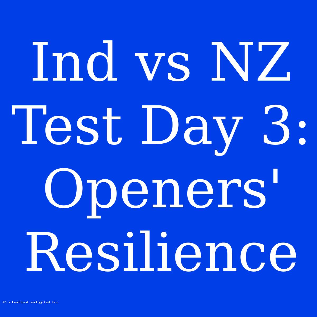 Ind Vs NZ Test Day 3:  Openers' Resilience