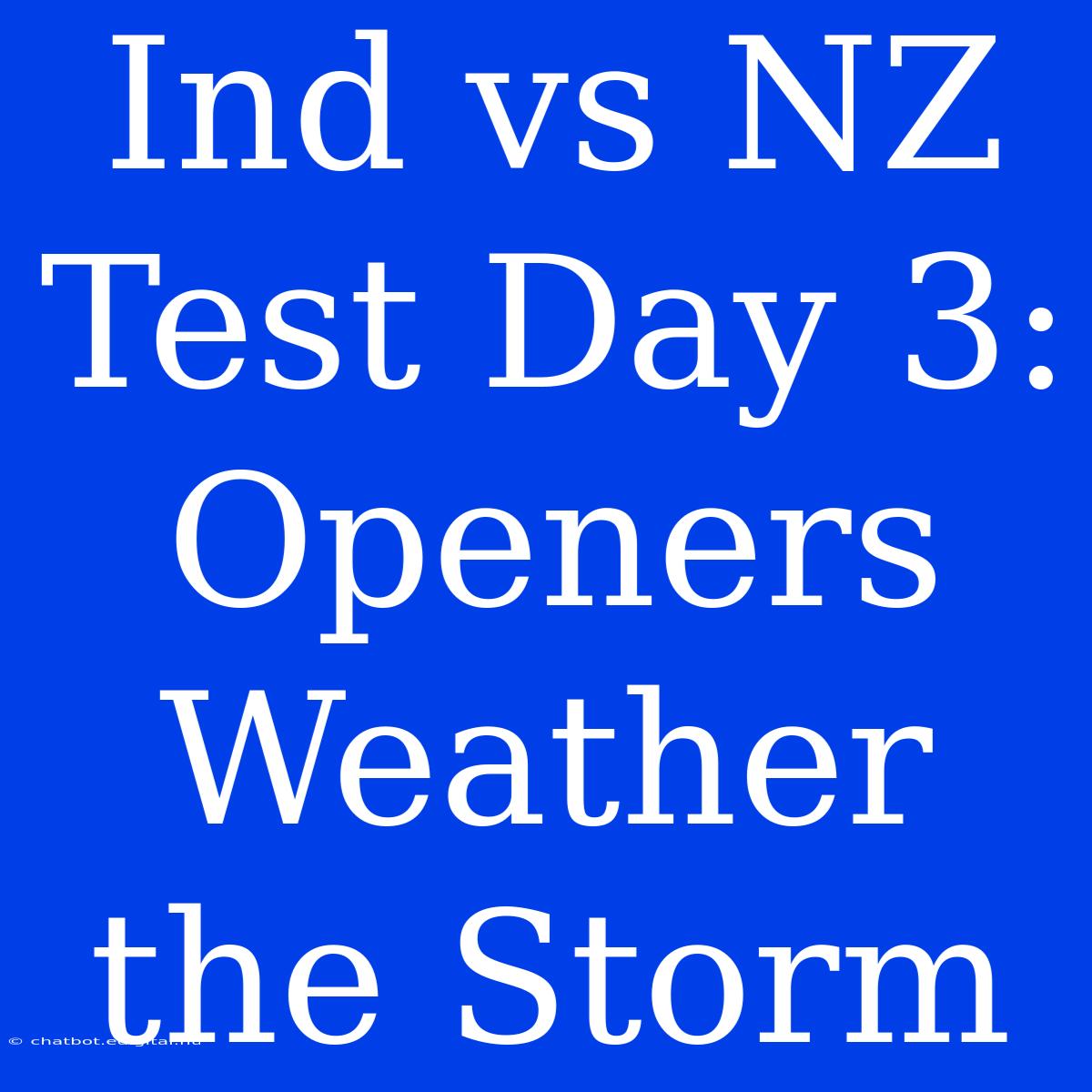 Ind Vs NZ Test Day 3:  Openers Weather The Storm