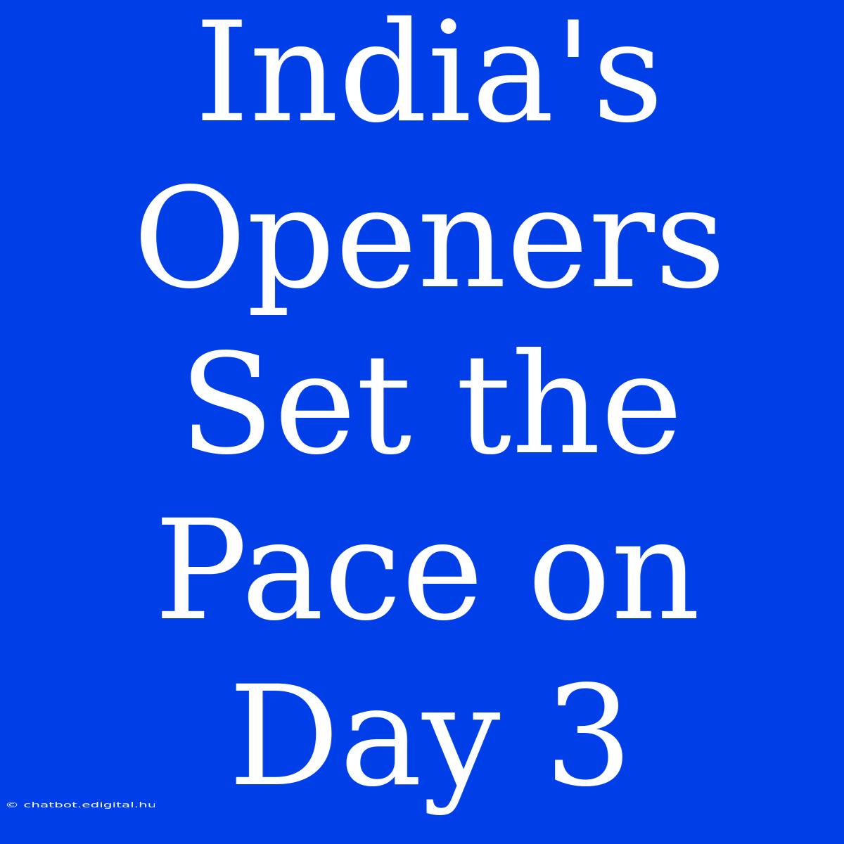 India's Openers Set The Pace On Day 3