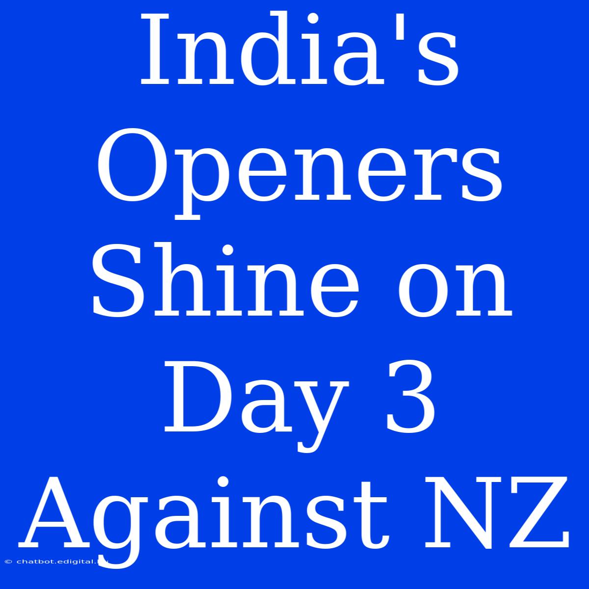 India's Openers Shine On Day 3 Against NZ