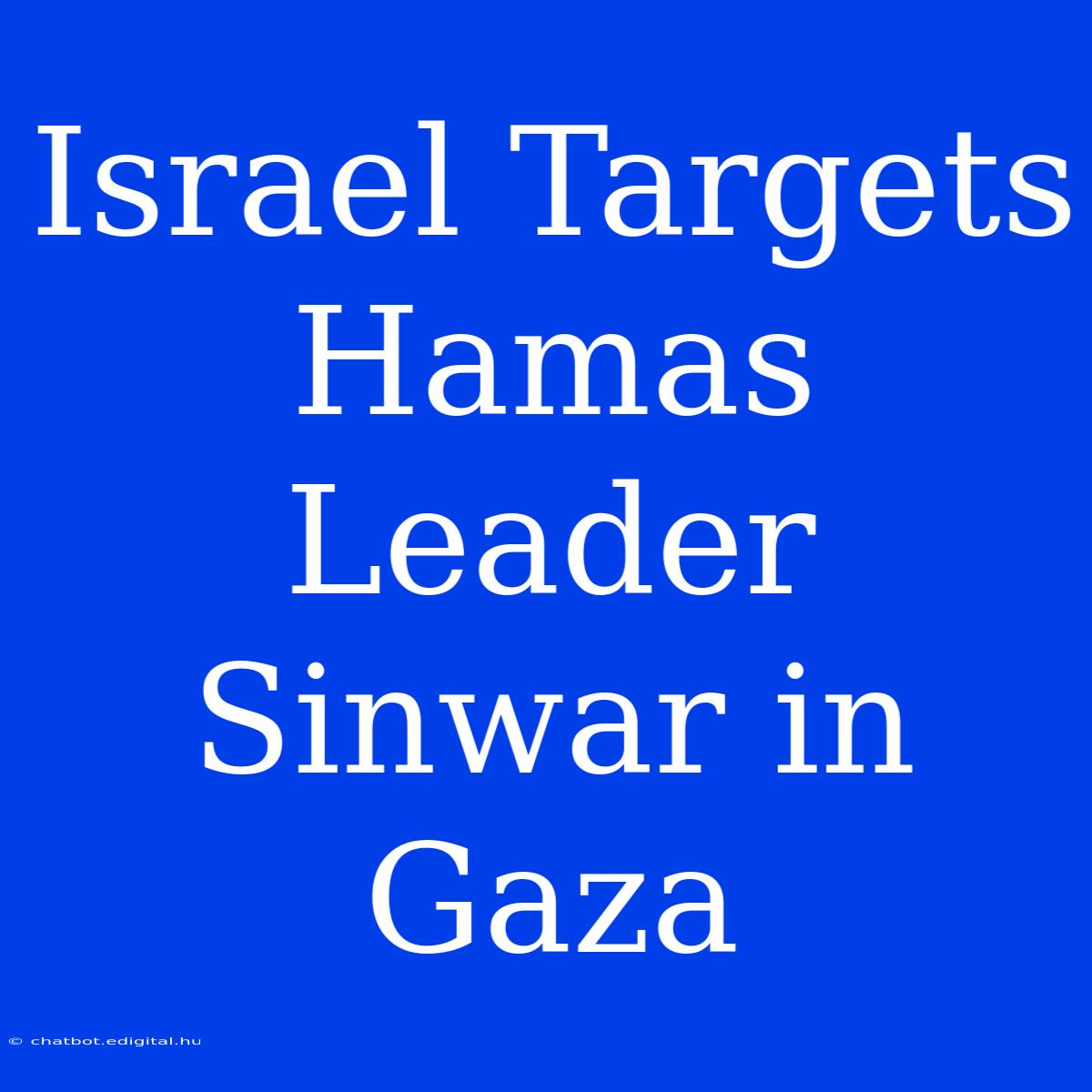 Israel Targets Hamas Leader Sinwar In Gaza