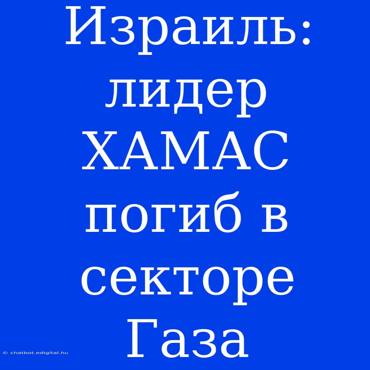 Израиль: Лидер ХАМАС Погиб В Секторе Газа