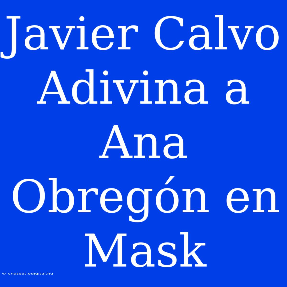 Javier Calvo Adivina A Ana Obregón En Mask