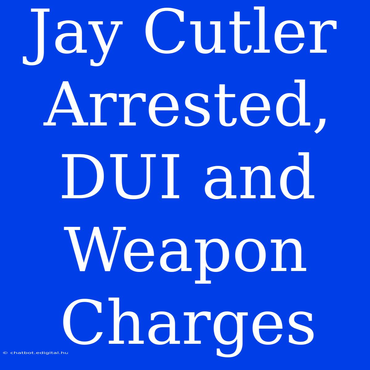 Jay Cutler Arrested, DUI And Weapon Charges