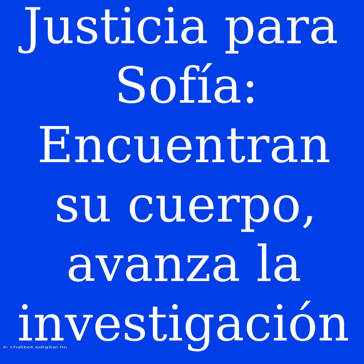 Justicia Para Sofía: Encuentran Su Cuerpo, Avanza La Investigación