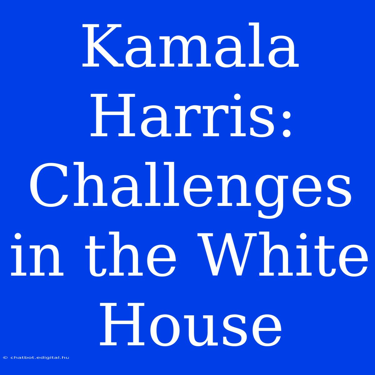 Kamala Harris:  Challenges In The White House