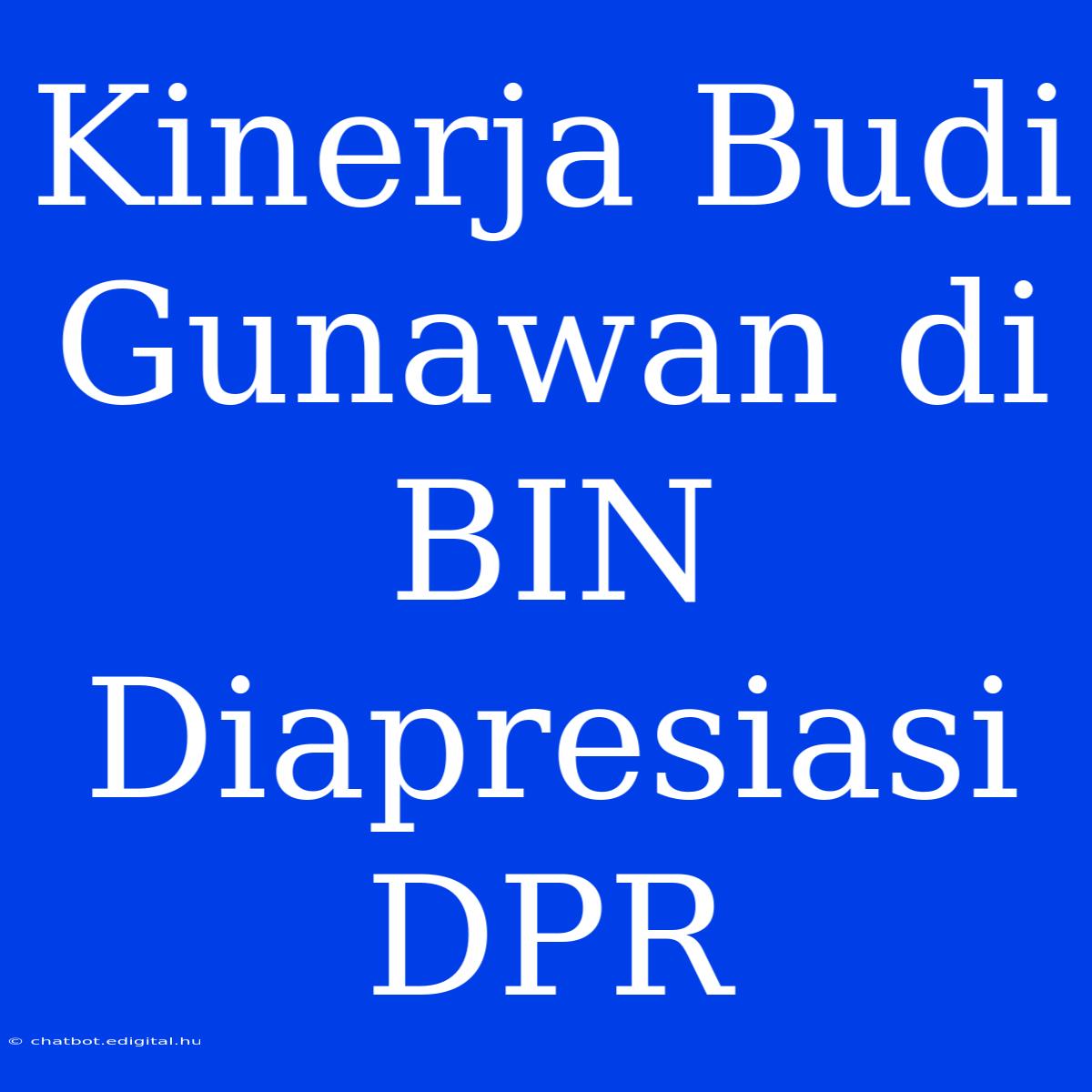 Kinerja Budi Gunawan Di BIN Diapresiasi DPR