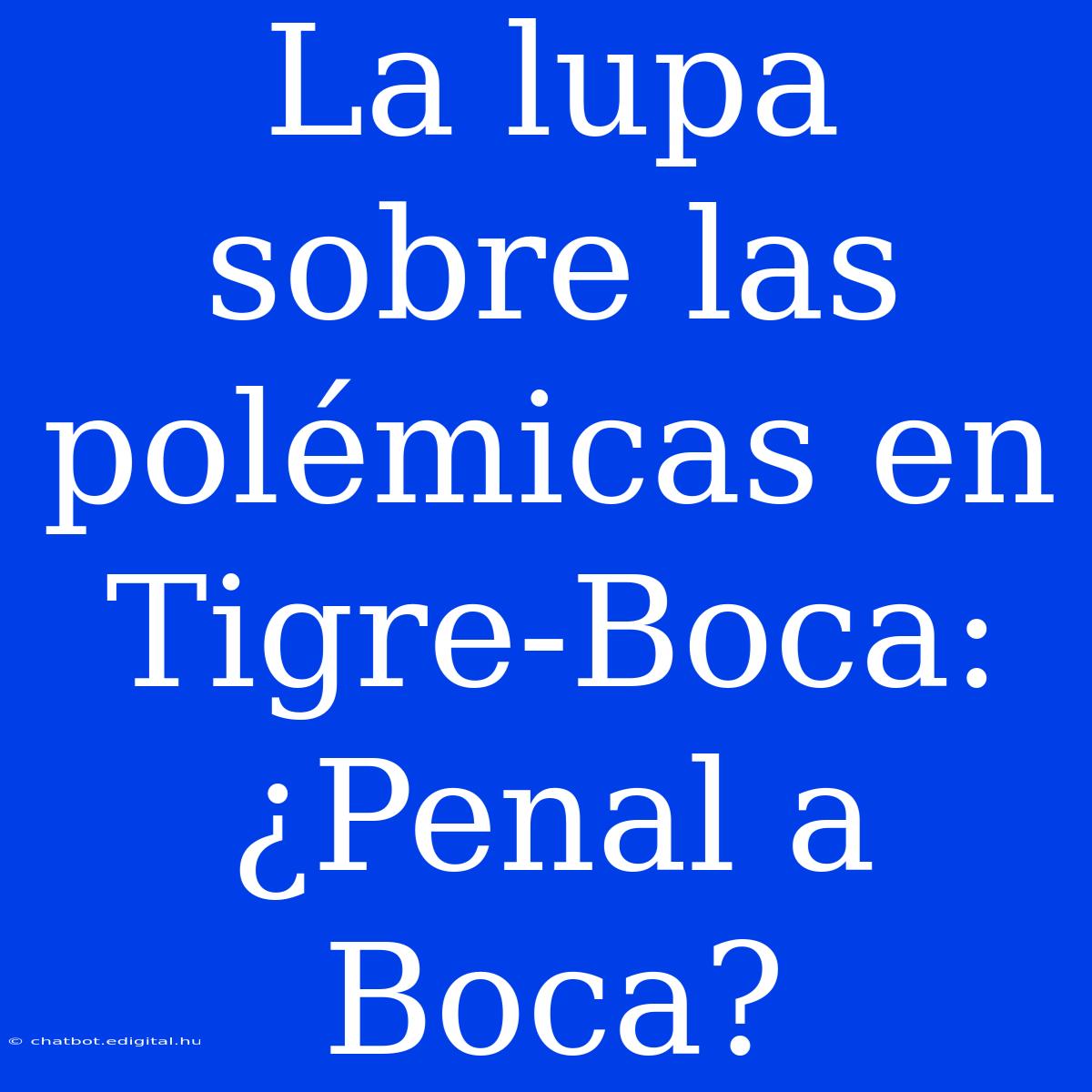 La Lupa Sobre Las Polémicas En Tigre-Boca: ¿Penal A Boca?