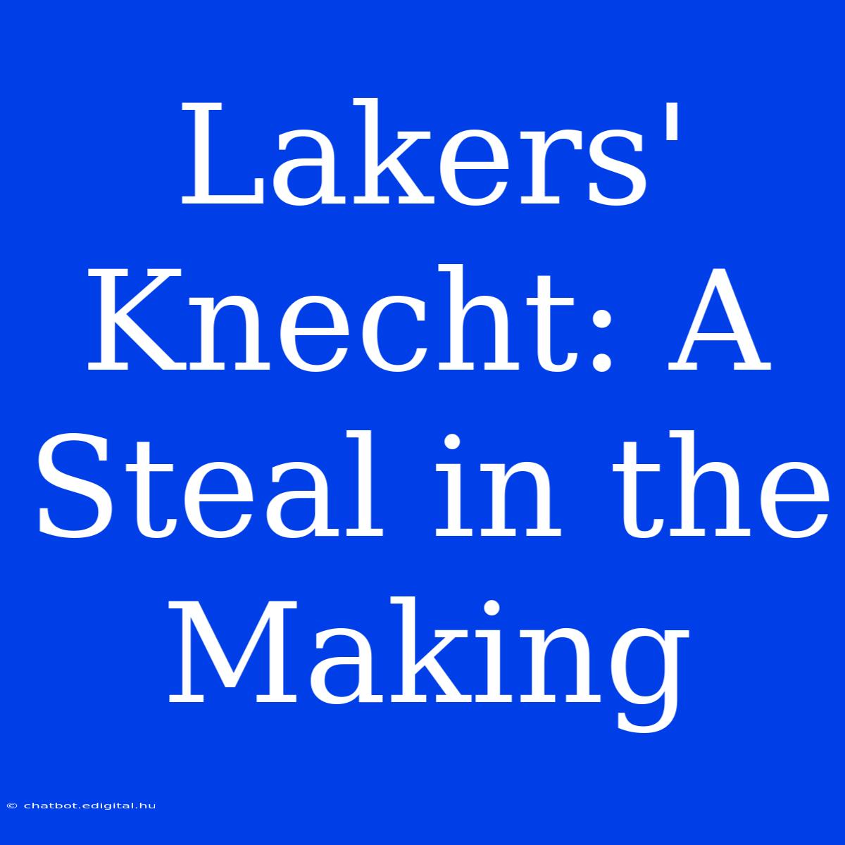 Lakers' Knecht: A Steal In The Making