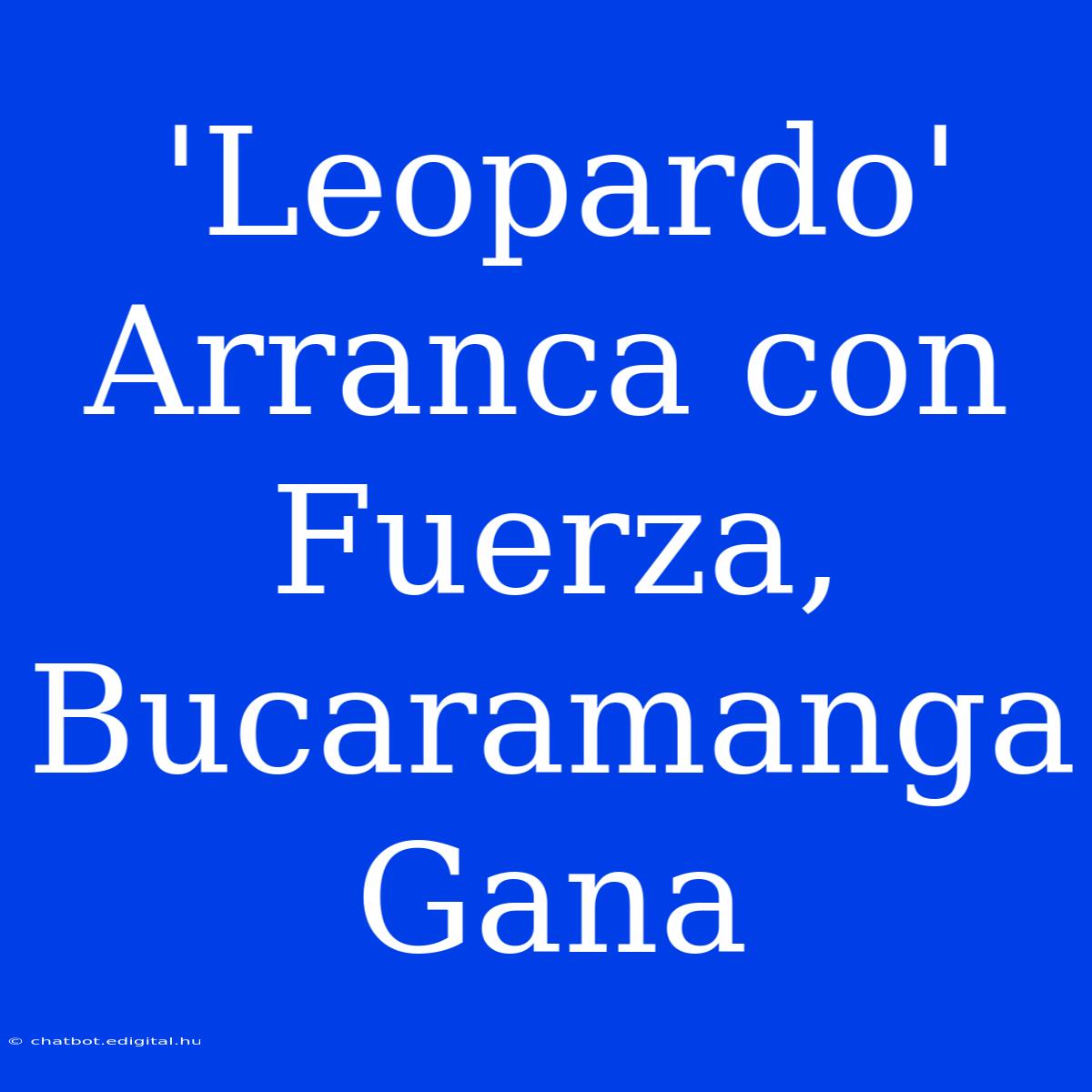 'Leopardo' Arranca Con Fuerza, Bucaramanga Gana 