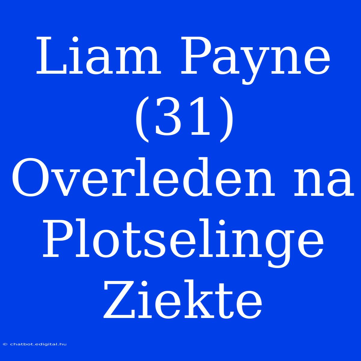 Liam Payne (31) Overleden Na Plotselinge Ziekte 