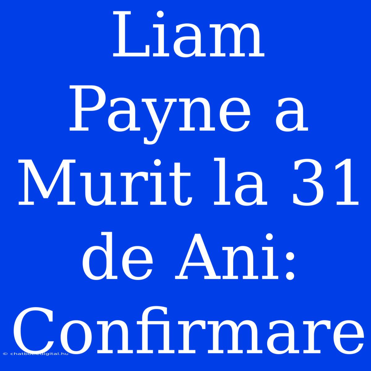 Liam Payne A Murit La 31 De Ani: Confirmare