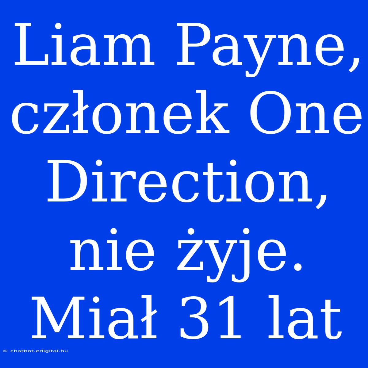 Liam Payne, Członek One Direction, Nie Żyje. Miał 31 Lat