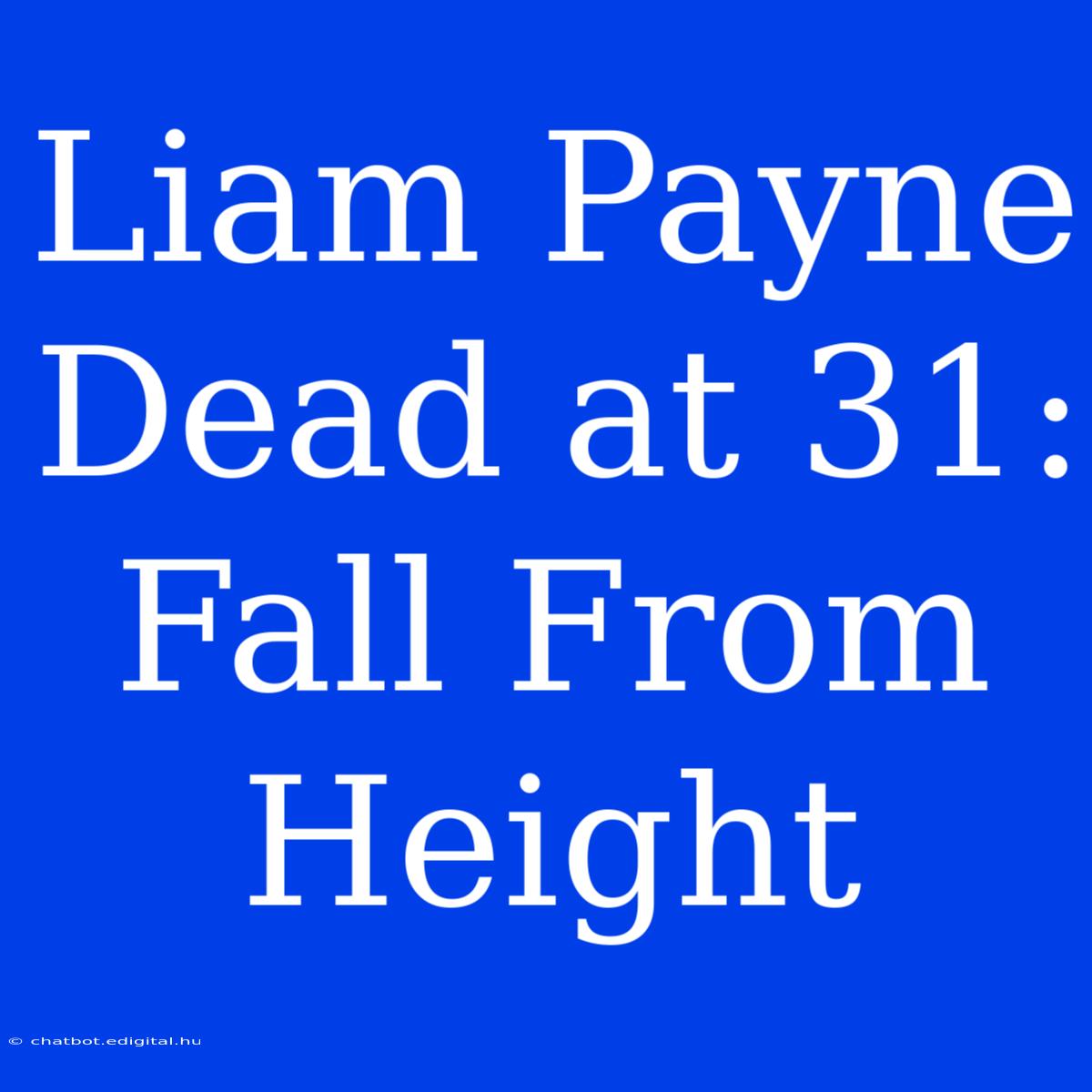 Liam Payne Dead At 31: Fall From Height