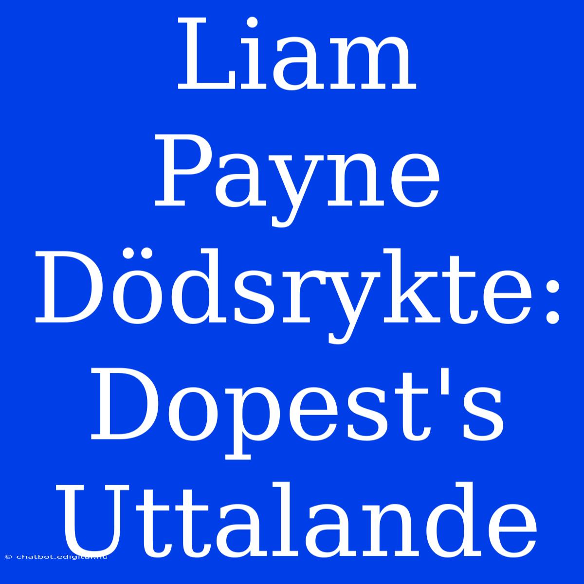 Liam Payne Dödsrykte: Dopest's Uttalande 