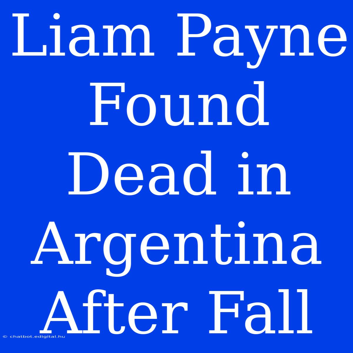 Liam Payne Found Dead In Argentina After Fall