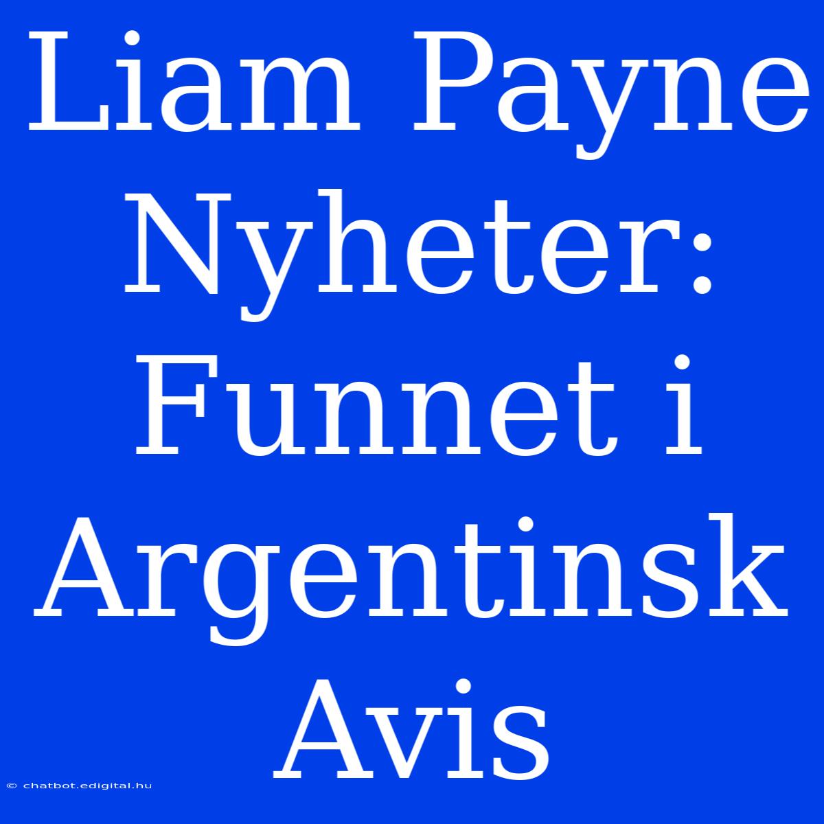 Liam Payne Nyheter: Funnet I Argentinsk Avis