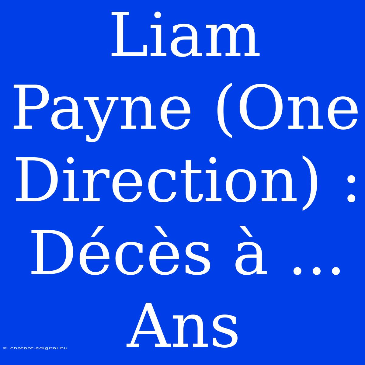 Liam Payne (One Direction) : Décès À ... Ans