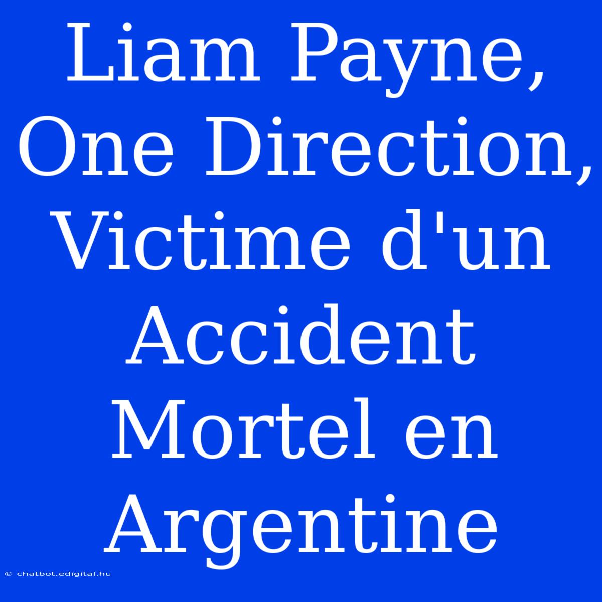 Liam Payne, One Direction, Victime D'un Accident Mortel En Argentine