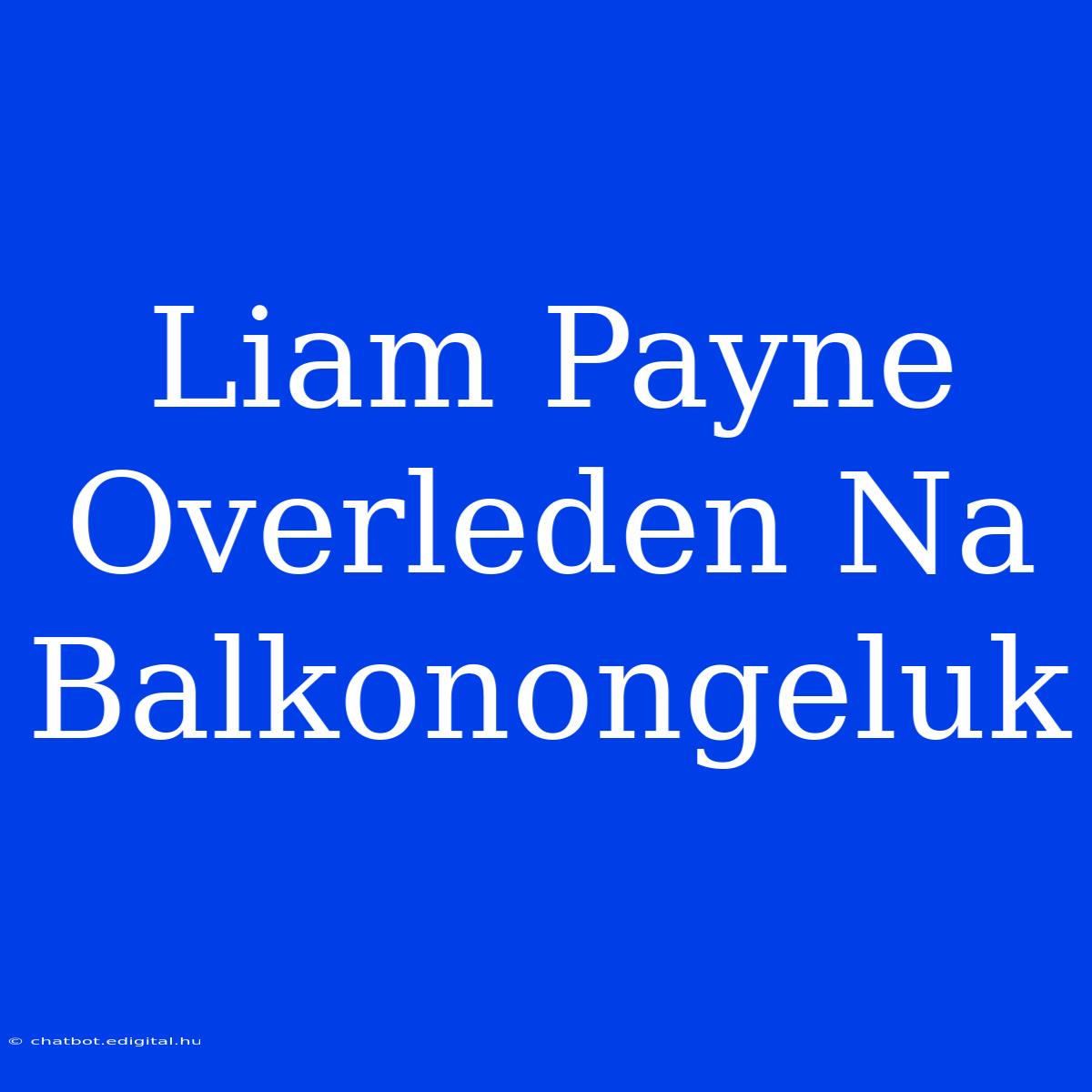 Liam Payne Overleden Na Balkonongeluk