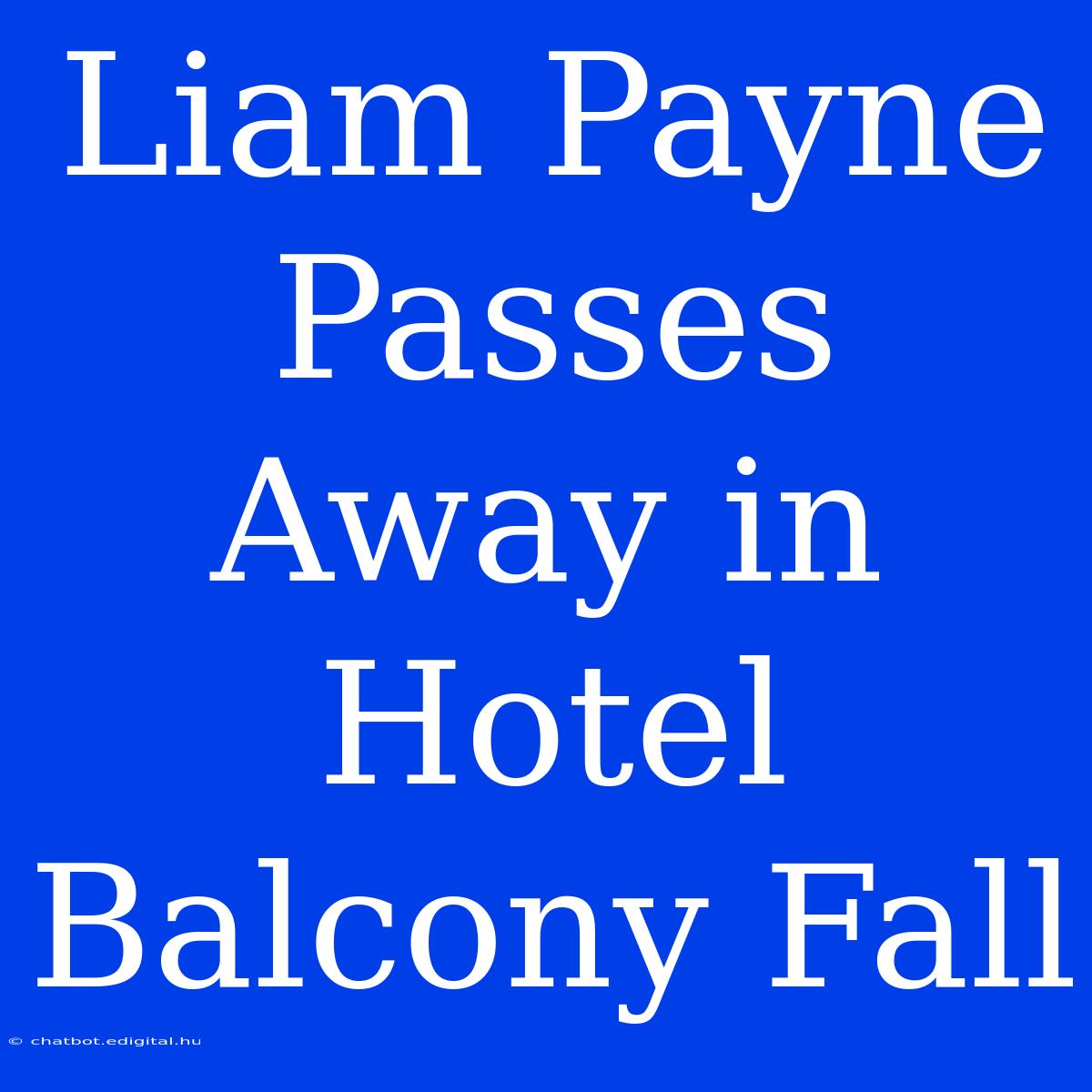 Liam Payne Passes Away In Hotel Balcony Fall