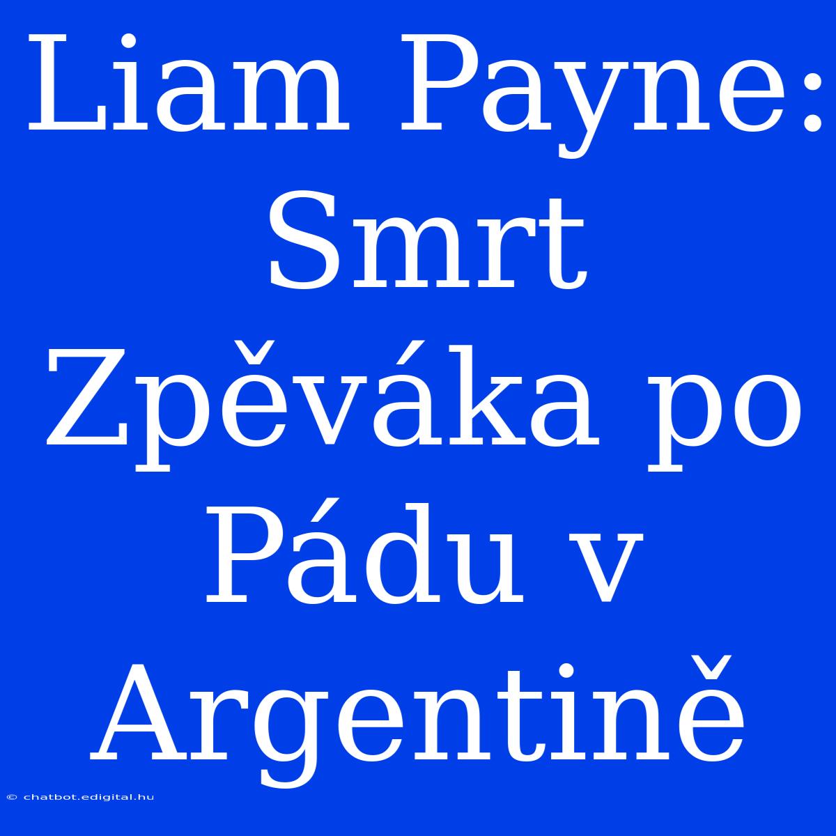 Liam Payne: Smrt Zpěváka Po Pádu V Argentině