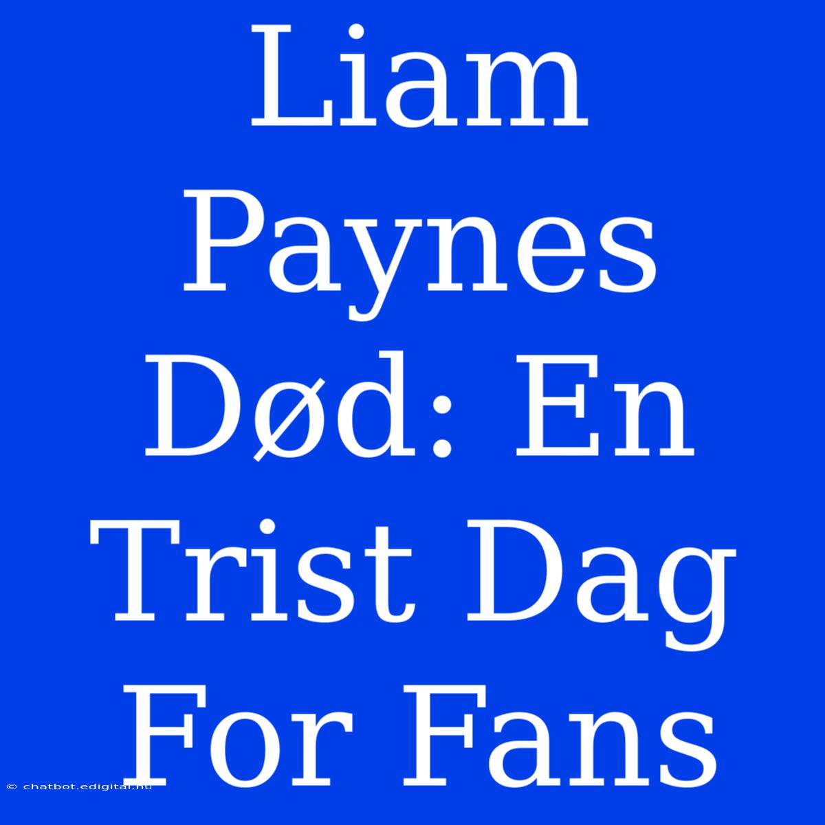 Liam Paynes Død: En Trist Dag For Fans