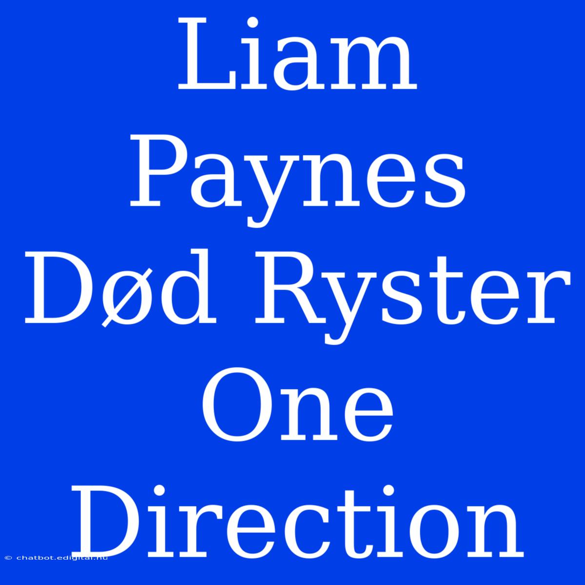 Liam Paynes Død Ryster One Direction