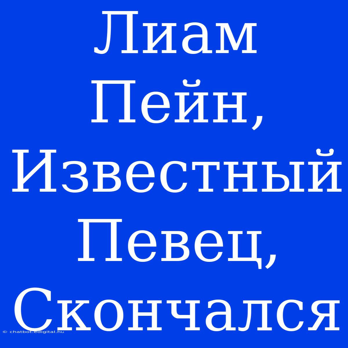 Лиам Пейн, Известный Певец, Скончался