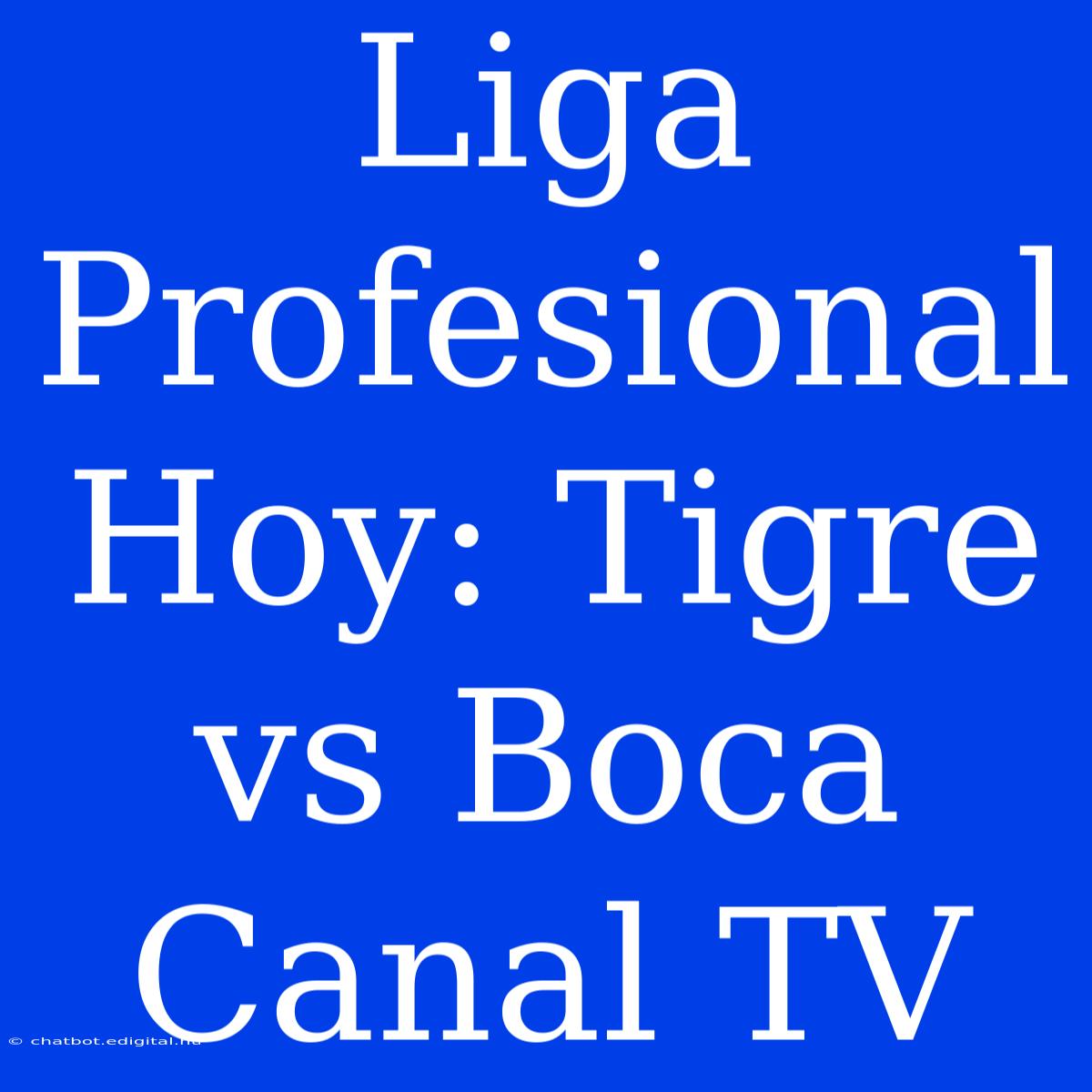 Liga Profesional Hoy: Tigre Vs Boca Canal TV